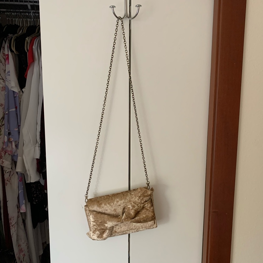 Velvet bow clutch